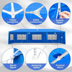10x30 FT Outdoor Party Tent with 8 Removable Sidewalls, Blue in 10x30 FT in Blue, alternate view 7