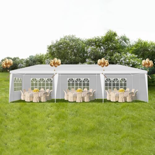 10x30 FT Outdoor Party Tent with 8 Removable Sidewalls, White in 10x30 FT in White, alternate view 2