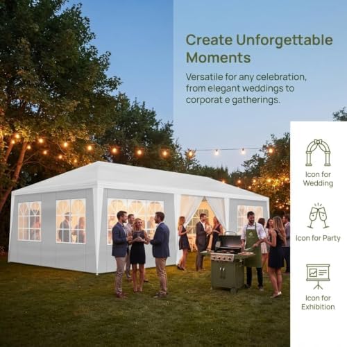 10x30 FT Outdoor Party Tent with 8 Removable Sidewalls, White in 10x30 FT in White, alternate view 5