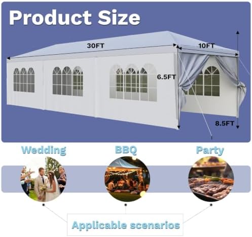 10x30 FT Outdoor Water & UV & Wind Resistant Party Tent in 10x30 FT, alternate view 3