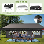 10x30 Heavy Duty Commercial Pop Up Canopy with Sidewalls, Black in Black, alternate view 6
