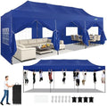 10x30 Heavy Duty Pop Up Canopy Tent with 8 Sidewalls, Dark Blue in Dark Blue