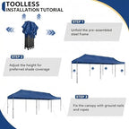 10x30 Heavy Duty Pop Up Canopy Tent with 8 Sidewalls, Dark Blue in Dark Blue, alternate view 5