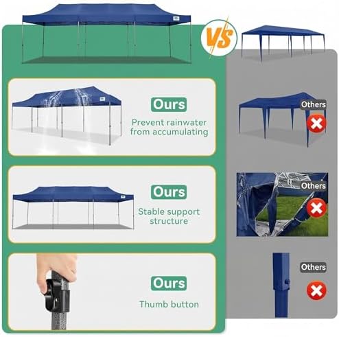 10x30 Heavy Duty Pop Up Canopy Tent with 8 Sidewalls, Dark Blue in Dark Blue, alternate view 7
