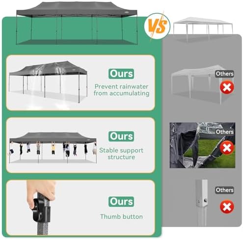 10x30 Heavy Duty Pop Up Canopy Tent with 8 Sidewalls, Gray in Gray, alternate view 5