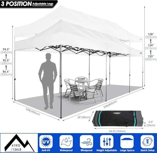 10x30 Heavy Duty Pop up Canopy Tent with Sidewalls Commercial Canopy, alternate view 3