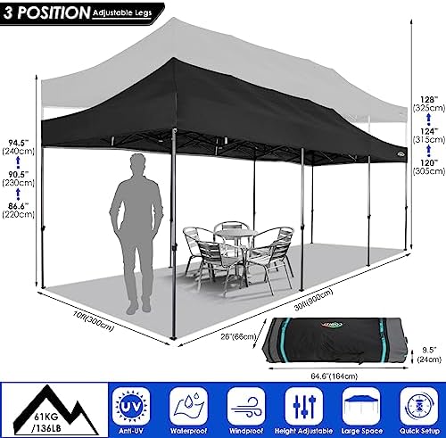 10x30 Heavy Duty Pop Up Canopy Tent with Sidewalls, Easy Up Canopy, alternate view 2