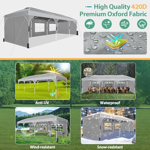 10x30 Party Tent: 10x30 Pop Up Canopy with Wheeled Bag - Tents for Parties with Patented Center-Lock Tech, 420D, alternate