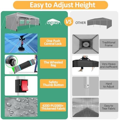 10x30 Party Tent: 10x30 Pop Up Canopy with Wheeled Bag - Tents for Parties with Patented Center-Lock Tech, 420D, alternate