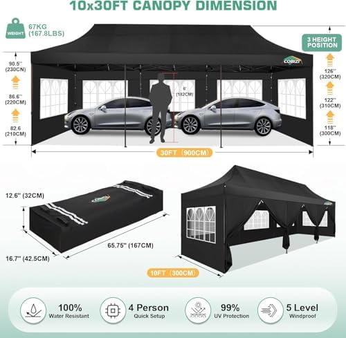 10x30 Pop Up Canopy Heavy Duty with 8 Removable Sidewalls, alternate view 2