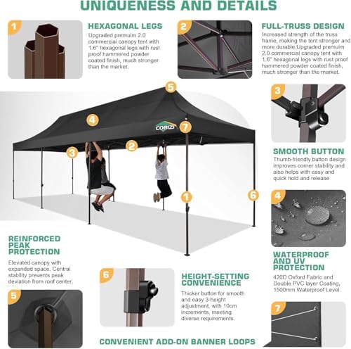 10x30 Pop Up Canopy Heavy Duty with 8 Removable Sidewalls, alternate view 3