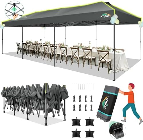 10x30 Pop Up Canopy One Push Party Tent with Air Vent Waterproof Commercial Outdoor Patio Gazebo for Parties