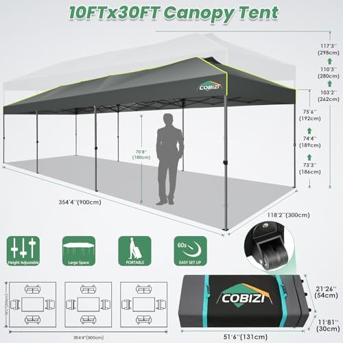 10x30 Pop Up Canopy One Push Party Tent with Air Vent Waterproof Commercial Outdoor Patio Gazebo for Parties, alternate view