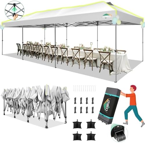 10x30 Pop Up Canopy One Push Party Tent with Air Vent Waterproof Commercial Outdoor Patio Gazebo for Parties