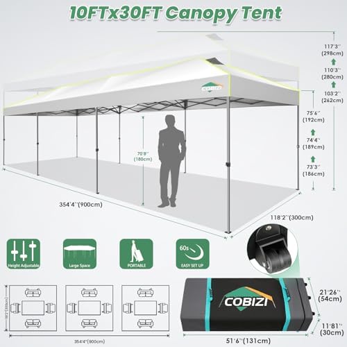 10x30 Pop Up Canopy One Push Party Tent with Air Vent Waterproof Commercial Outdoor Patio Gazebo for Parties, alternate view