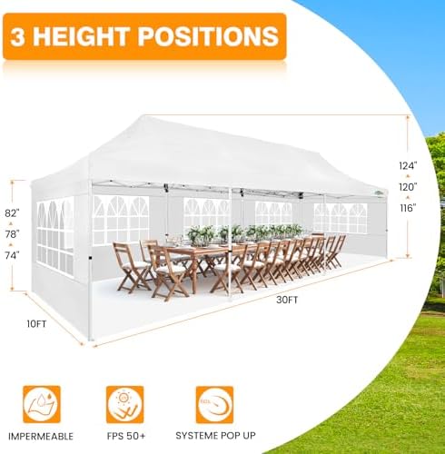 10x30 Pop up Canopy Tent for Parties, Roller Bag,8 Walls,4 Sandbags, alternate view 2