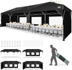 10x30 Pop Up Canopy Tent for Parties with 5 Sidewalls| Push Center Lock & Air Vent| Waterproof & UPF50+ |Gazebo