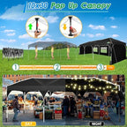 10x30 Pop Up Canopy Tent for Parties with 5 Sidewalls| Push Center Lock & Air Vent| Waterproof & UPF50+ |Gazebo, alternate