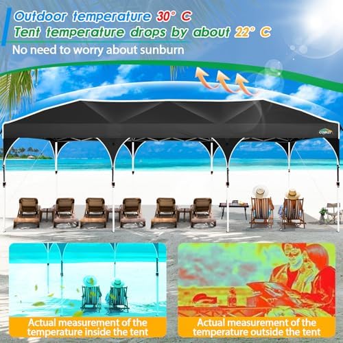 10x30 Pop Up Canopy Tent for Parties with 5 Sidewalls| Push Center Lock & Air Vent| Waterproof & UPF50+ |Gazebo, alternate