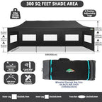 10x30 Pop Up Canopy Tent, Heavy Duty Canopy(Black with 8 Sidewalls), alternate view 2