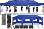 10x30 Pop Up Canopy Tent, Heavy Duty Canopy(DarkBlue with 8 Sidewall)