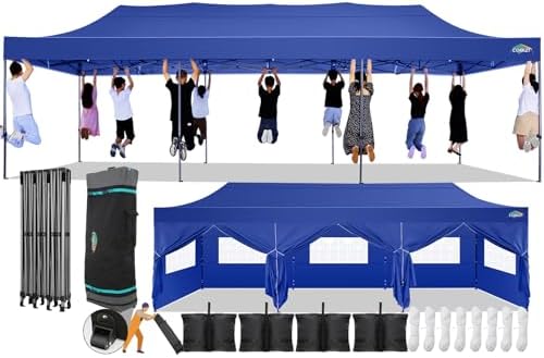 10x30 Pop Up Canopy Tent, Heavy Duty Canopy(DarkBlue with 8 Sidewall)