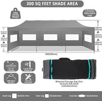 10x30 Pop Up Canopy Tent, Heavy Duty Canopy(Gray with 8 Sidewalls), alternate view 2