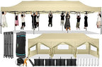 10x30 Pop Up Canopy Tent, Heavy Duty Canopy(Khaki with 8 Sidewalls)