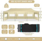 10x30 Pop Up Canopy Tent, Heavy Duty Canopy(Khaki with 8 Sidewalls), alternate view 2