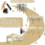 10x30 Pop Up Canopy Tent, Heavy Duty Canopy(Khaki with 8 Sidewalls), alternate view 5
