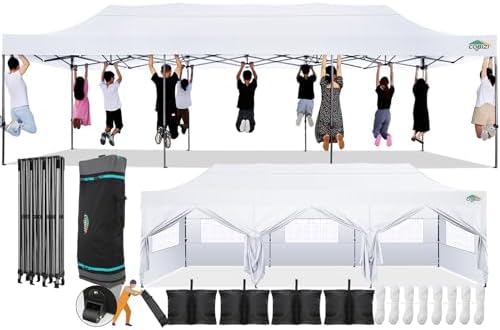 10x30 Pop Up Canopy Tent, Heavy Duty Canopy(White with 8 Sidewalls)