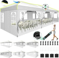 10x30 Pop Up Canopy Tent, Wedding Party Tent with 8 Sidewall One Push Setup Glow, 3 Adjustable Height Air Vent