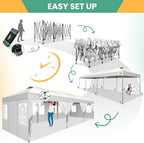 10x30 Pop Up Canopy Tent, Wedding Party Tent with 8 Sidewall One Push Setup Glow, 3 Adjustable Height Air Vent, alternate