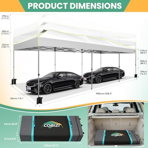 10x30 Pop Up Canopy Tent, Wedding Party Tent with 8 Sidewall One Push Setup Glow, 3 Adjustable Height Air Vent, alternate