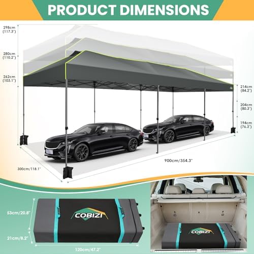 10x30 Pop Up Canopy Tent, Wedding Party Tent Without Sidewall One Push Setup Glow, 3 Adjustable Height Air Vent, alternate