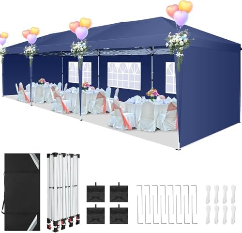 10x30 Pop Up Canopy Tent with 5 Sidewalls Party Tents for Parties Wedding Backyard Waterproof Outdoor Commercial