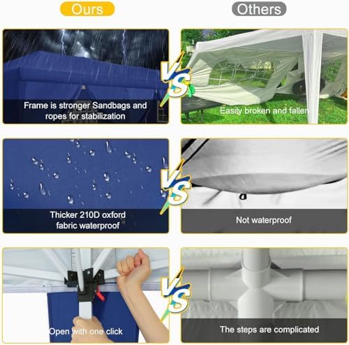 10x30 Pop Up Canopy Tent with 5 Sidewalls Party Tents for Parties Wedding Backyard Waterproof Outdoor Commercial, alternate