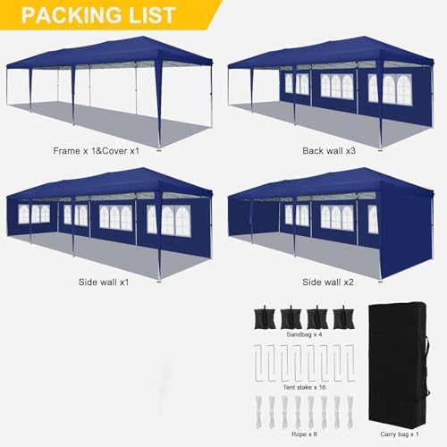 10x30 Pop Up Canopy Tent with 5 Sidewalls Party Tents for Parties Wedding Backyard Waterproof Outdoor Commercial, alternate