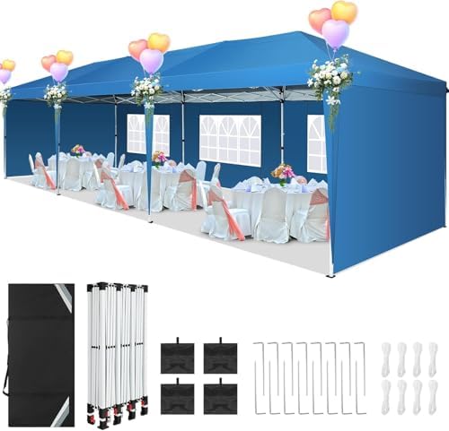 10x30 Pop Up Canopy Tent with 5 Sidewalls Party Tents for Parties Wedding Backyard Waterproof Outdoor Commercial