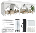 10x30 Pop Up Canopy Tent with 6 Sidewalls, Party Tent, White in White