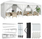 10x30 Pop Up Canopy Tent with 6 Sidewalls, Party Tent, White in White