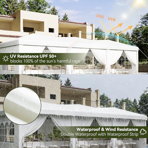 10x30 Pop Up Canopy Tent with 6 Sidewalls, Party Tent, White in White, alternate view 3