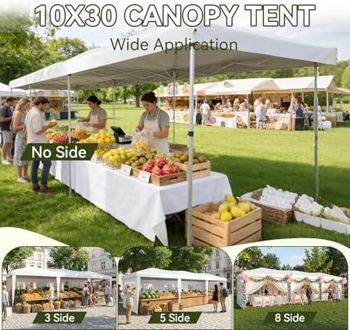 10x30 Pop Up Canopy Tent with 6 Sidewalls, Party Tent, White in White, alternate view 4