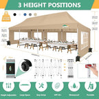 10x30 Pop Up Canopy Tent with 8 Removable Sidewalls, Easy Setup Canopy with Roller Bag & Sandbags, Waterproof, alternate view