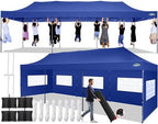 10x30 Pop Up Canopy Tent with 8 Sidewall, Heavy Duty Canopy, Dark Blue in Dark Blue