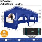 10x30 Pop Up Canopy Tent with 8 Sidewall, Heavy Duty Canopy, Dark Blue in Dark Blue, alternate view 2