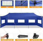 10x30 Pop Up Canopy Tent with 8 Sidewall, Heavy Duty Canopy, Dark Blue in Dark Blue, alternate view 5