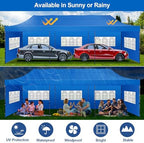 10x30 Pop Up Canopy Tent with 8 Sidewall, Heavy Duty Canopy, Dark Blue in Dark Blue, alternate view 6