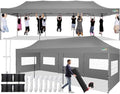 10x30 Pop Up Canopy Tent with 8 Sidewalls, Heavy Duty Canopy, Gray in Gray