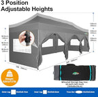 10x30 Pop Up Canopy Tent with 8 Sidewalls, Heavy Duty Canopy, Gray in Gray, alternate view 2